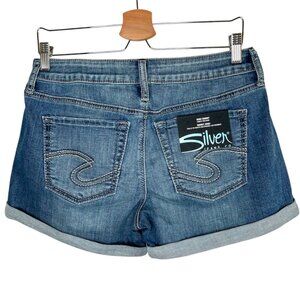 Silver Jeans Womens Curvy Mid Rise Suki Denim Shorts Size 29 Blue